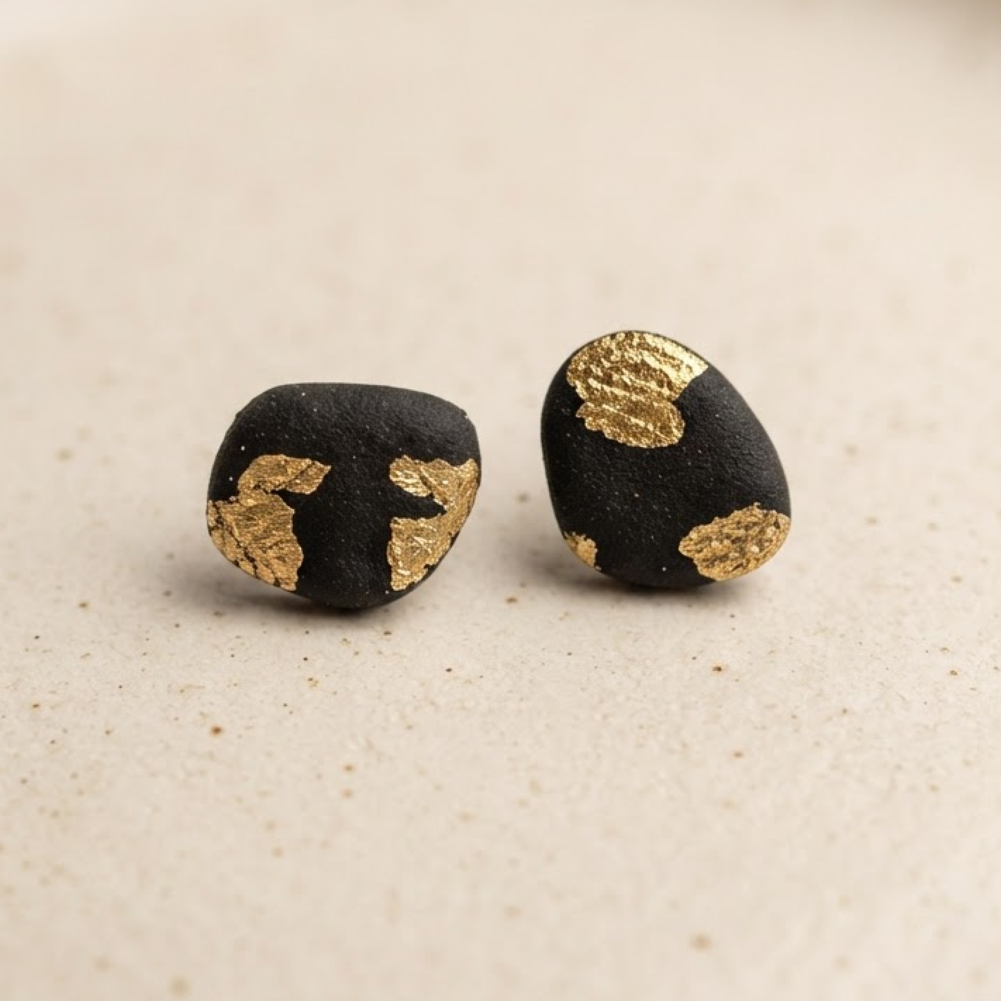 Obsidian Pebble Studs