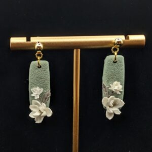 Sage Green Floral Drop Earrings